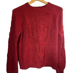 Evsie burgundy crew neck knit Sweater ladies xl extra large casual cable